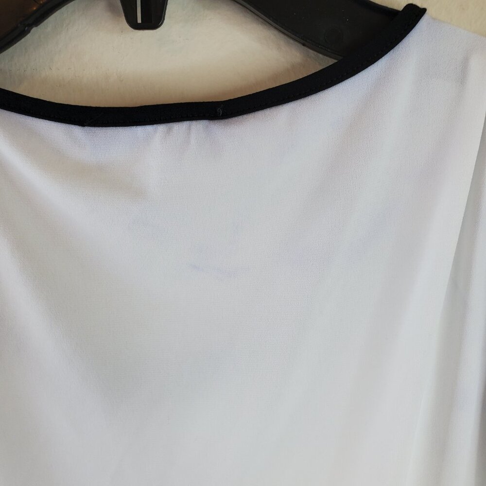 Calvin Klein Womens White Chiffon Hem Asymmetrical Blouse S - Picture 6 of 9